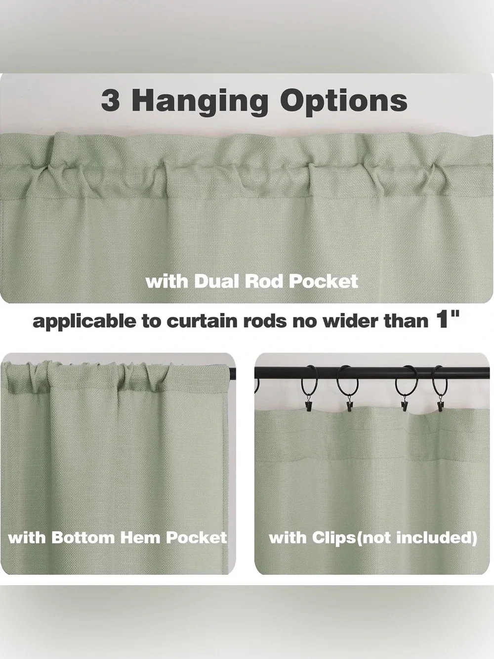 Chyhomenyc Bennett Faux Linen Curtains Sage Green 40x96 2 Panels